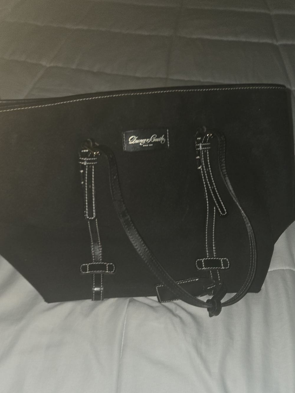 Dooney & Bourke Black Canvas  Shoulder Tote with Contrast Stitching